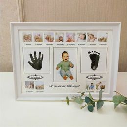 Baby Handprint Footprint Photo Frame with Stamp Ink Newborn Decor Gift Kids Imprint Hand Inkpad Souvenirs 19QF 201211