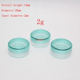 2g green empty cosmetic containers with screw cap, sample lip balm jar solid perfume container plastic cream jarsshipping