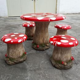 Garden Sets square leisure tables and chairs decorations beautiful mushroom table chair stools ornaments shoes stool