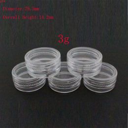 100 x 3g empty clear plastic jar , Mini transparent pot for nail art ,small round cream sample cosmetic containerhigh qualtity
