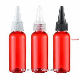 BEAUTY MISSION 50ml X 48 empty red cosmetic plastic bottles with pointed mouth cap, 50cc Seasoning containergood qualtity