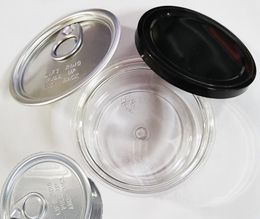 Reusable 3.5g Clear Can Food Grade Flower Packaging Case 100ml dry herb flower PET easy-open end lift ring pull tab Plastic empty cans