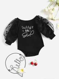 Baby Letter Graphic Contrast Dobby Mesh Bodysuit SHE