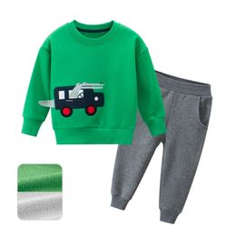 Spring Children Boys Clothes Sets Children Warm Set for Mother Kids 2t-6t Baby Sport Sweater Clothes Coats+Pants Suit 201127