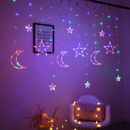 3.5M Moon Star Lamp LED Lamp String Ins Christmas Lights Decoration Holiday Lights Curtain Lamp Wedding Party Fairy Neon 220v 201203