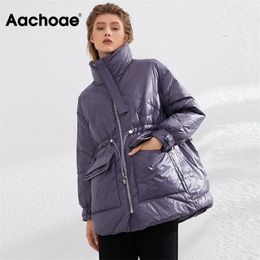 Aachoae Pure Winter Lightweight Down Jacket Women Thick Warm Batwing Long Sleeve Loose Doudoune Pocket Ultra Light Duck Down 200923