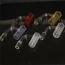 Smoking Colored Deep Carving Pattern Sandblast Full Weld Banger Domeless Quartz Nail Flat Top Quartz Bangers 10mm 14mm 18mm male female for Glass bong water pipes