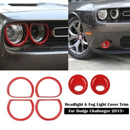 Red Car Front Fog Lamp / Headlight Ring Trim Cover For Dodge Challenger 15+ Exterior Accessories