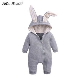 Baby Clothing Bear Rompers Newborns Body Suit Kids Clothes Boy Girl Jumpsuit Baby Hooded Romper Warm Cotton Infant Overalls 0-2Y G1221