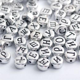 Hisenlee 4x7mm 300Pcs Random Russian Letters Round Bead Alphabet Acrylic Beads For Handmade DIY Jewellery Making Y200730