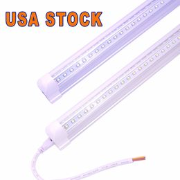 8ft led Tube Light T8 Integrated V Shaped LED Lighting Cooler 6000-6500K 4ft 5ft 6ft leds Fluorescent Tubes Bulb 85V-275V Daytime Shops lights stock in USA