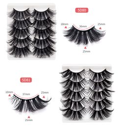 Reusable Handmade 5 Pairs False Eyelashes Extensions Set 25mm Long Thick Fake Lashes With Retail Packing 8 Models DHL Free