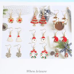 Christmas Earrings Set Pendant Fashion Santa Claus Snowman Lovely Tree Bell Jewelry Handmade Earring Xmas Party Gifts YFA2676