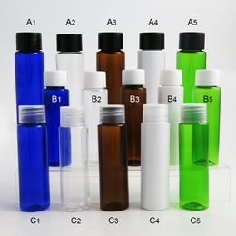 30ml Travel Flat Shoulder Plastic PET Bottle 1oz Clear Blue White Amber Green Empty Cream Bottles Portable Cosmetic Container