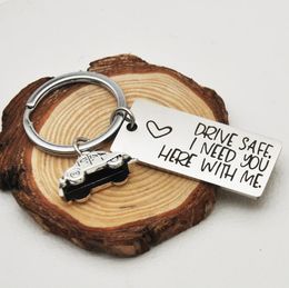 Custom Fashion Keyring Gifts Engraved Drive Safe, Daddy! We Love You! Truck Keychain Husband Father Dad Gifts Jewelry Key Chain