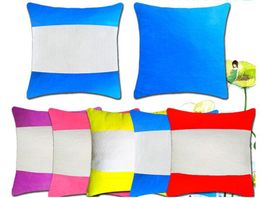 DHL50pcs Sublimation DIY Blank Colour Patchwork Plush Pillow Cover Sofa Chair Pillow Case Home Decor Size40*40cm