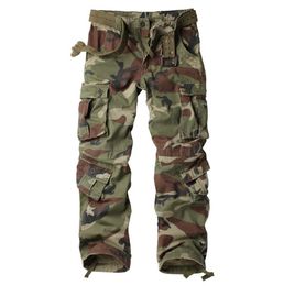 Calças de camuflagem Men Carga New Militar Exército Verde Plus Size Multi-bolso macacões Casual Baggy Calças Homens Trabalho Calças Outono Inverno