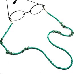 Special Jungle Style Emerald Green Stones Design Eyeglasses Chain Artificial Beads Link With Lobster Clasp All-Purpose Mask Chains