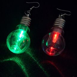 Glowing Light Up Bulb Earrings Dangle Ear Drops Dance Party Club Disco Ball Atmosphere props