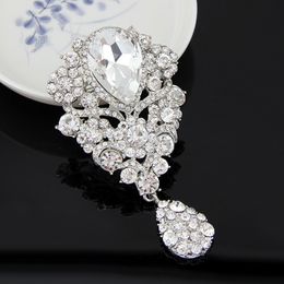 Fashion Crystal water drop brooch diamond corsage scarf buckle dress business suit for women Jewellery will and sandy gift