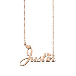 Justin name necklaces pendant Custom Personalized for women girl children best friends Mothers Gifts 18k gold plated Stainless steel Jewelry