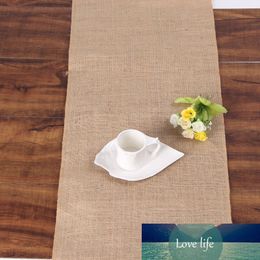 HAZY Vintage Natural Burlap Jute Linen Table Runner Wedding Birthday Party Christmas New Year Dining Table Home Decoration