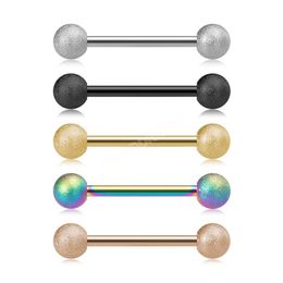 Frosted Ball Tongue Rings Nipple Piercing Stud Surgical Steel Bar Cartilage Earrings Barbell for Women Men Body Jewellery