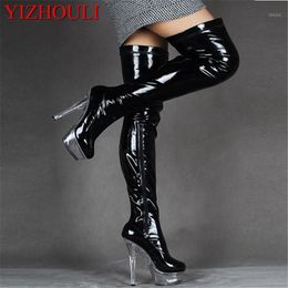 15 high-heeled shoes sexy over-the-knee long boots crystal shoes stage motorcycle boots 6 inch plus size thigh high1