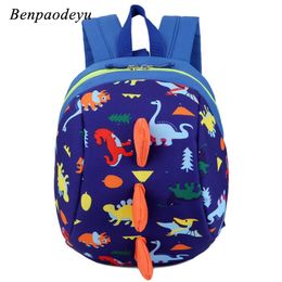 2019 New children's backpack cute cartoon little dinosaur anti-lost children school bags for boys girls toddler kids backpack LJ201225