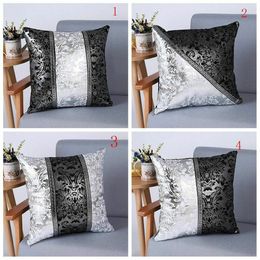 4Pcs/Set Luxury Vintage Black and Silver Decorative Cushion Cover Floral Pillowcase For Car Sofa Decor Home Pillow Covers 201120