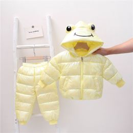 JXYSY Baby Girl Clothes Winter Hooded Jacket Suit 100 Cotton Kids Boy Coat No Wash Cute Little frog Children's suit 1-3Y 201126