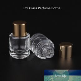 100pcs/lot Wholesale 3ml Golden Cap Mini Glass Perfume Bottle Essential Oil Vial With Screw Cap Refillable Fragrance Container