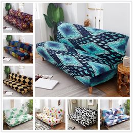 Elastic Geometric Folding Armless Sofa Bed Cover Stretch Sofa Towel Slipcover Furniture Protector Removable All-Inclusive Cover 201222