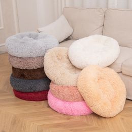 Long Plush Super Soft Pet Kennel Round dog House Cat For Dogs bed Cushion Big Large Mat Bench Pets Supplies LJ201028