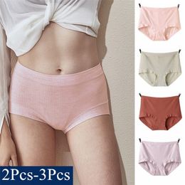 [3Pcs/2Pcs] Underwear Women Plus Size Panties Mid Waist Briefs Cotton Breathable Seamless Thin Comfortable Soft Large Underpants 201112