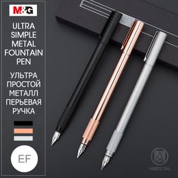 M&G Full Metal Fountain Pen 0.38mm with gift box Ink pen Calligraphy gift pens set for school office luxury business pen 201202