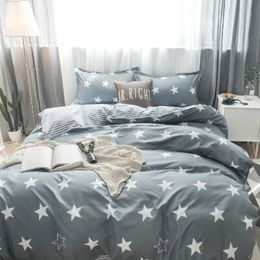 Comfortable bedding 4pcs plaid duvet cover geometric stripe quilt set simple Nordic style bed set queen size bedding set luxury Y200417