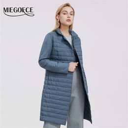 MIEGOFCE Design Long Models Women Jacket Exquisite Quilted Coat Windproof With Scarves 211216