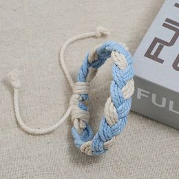Fashion rope Weave Braid Bracelet handmade contrast color adjustable bracelets bangle cuff for women men jewelry will and sandy gift