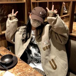 Women's Jackets Winter Women Coat Men's Couple Baseball Jacket 2022 Autumn Harajuku Bomber Unisex Boyfriend Style Hiphop Streetwear