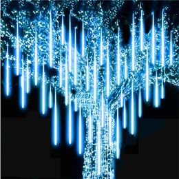 30cm/50cm 8PCS Christmas Lights Waterproof Meteor Shower Rain LED String Lights Garland Outdoor Room Lights Decor Fairy Light 201203