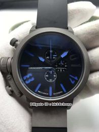 New Left Handed U-1001 Blue Pointer 50mm Date Quartz Chronograph Mens Watch Black Dial Rubber Strap Gents Sport Watches 9 Colors