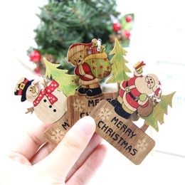 3PCS Merry Christmas Craft DIY Wooden Pendants Ornaments Xmas Tree Ornament For Home Decor Christmas Party Decorations Kids Gift Y201020