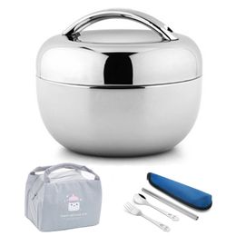 Vacuum Thick Stainless Steel Food Storage Container Thermos Portable Picnic Bento Lunch Box Office Lunchbox Adult Dinnerware Set Y200429