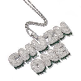 HIP HOP Custom Name Double Colors Bubble Letter Pendant Necklace with 24inch Rope Chains Necklaces for Men Women