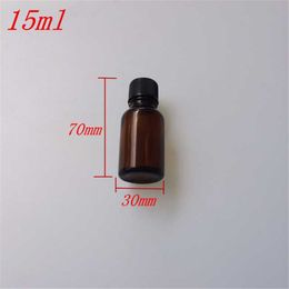 10 pcs 30x70 mm Brown Glass Essential Oil Bottles With Black Plastic Common Screw Cap DIY 15 ml Empty Sealed Containers