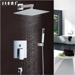 JIENI Good Quality Best Price Chrome Polish Bath Shower Mixer Faucet Set Single Handle Bathroom Rainfall Rain Shower Set Faucet LJ201212