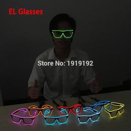 Costume Accessories Flashing EL glasses El Wire Fashion Neon LED Light Up Shutter Shaped Glow Glasses Rave Costume Party DJ Bright SunGlasse