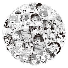 52Pcs/lot Wholesale Cartoon Black and White Sexy Beautiful Girls Waterproof No-duplicate Sticker Laptop Notebook Skateboard Car Decals