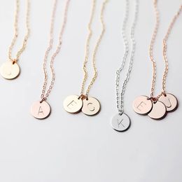 Letters Disk Necklace Handmade Rose Gold Choker 10mm Pendant Kolye Collares Jewelry Riverdale 925 Sterling Silver Collier Femme Q0531